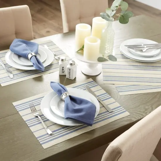 DII® French Blue Striped Farmhouse Woven Placemat Set, 6ct. {6}