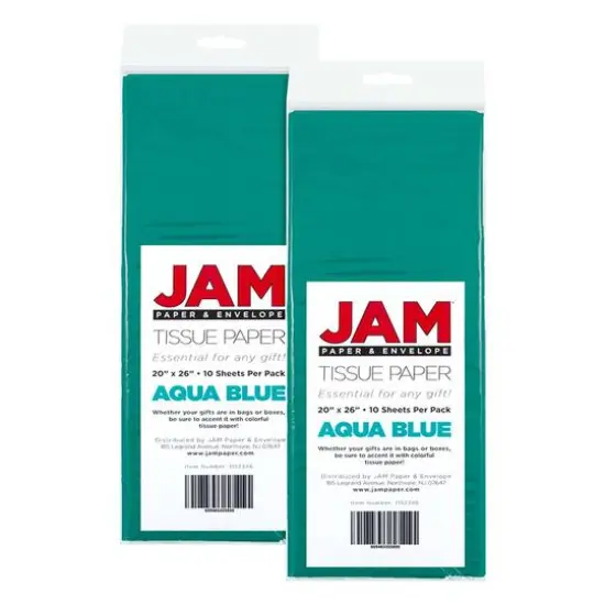 JAM Paper 20" x 26" Tissue Paper, 2 Packs of 10 Sheets Aqua Blue {1}