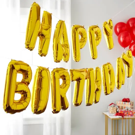 Happy Birthday Gold Foil Balloon Banner Kit By Celebrate It&trade; {3}