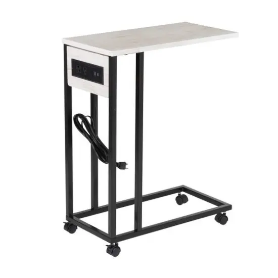 Honey Can Do Light Gray Side Table on Wheels {1}