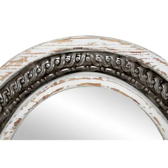 White Farmhouse Wood Wall Mirror, 30" x 30" {6}