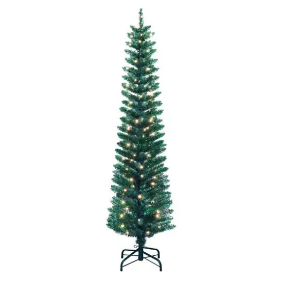6ft. Pre-Lit Green Tinsel Artificial Christmas Tree, Clear Lights {1}