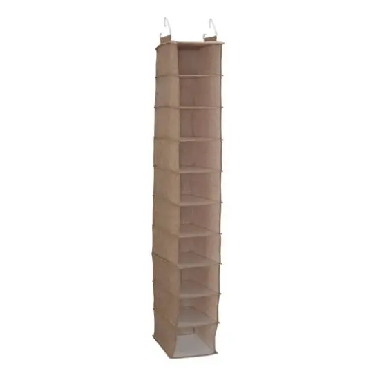 Household Essentials 10 Shelf Hanging Closet Organizer Brown {1}