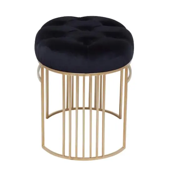 24" Velvet & Metal Glam Bench Black {3}