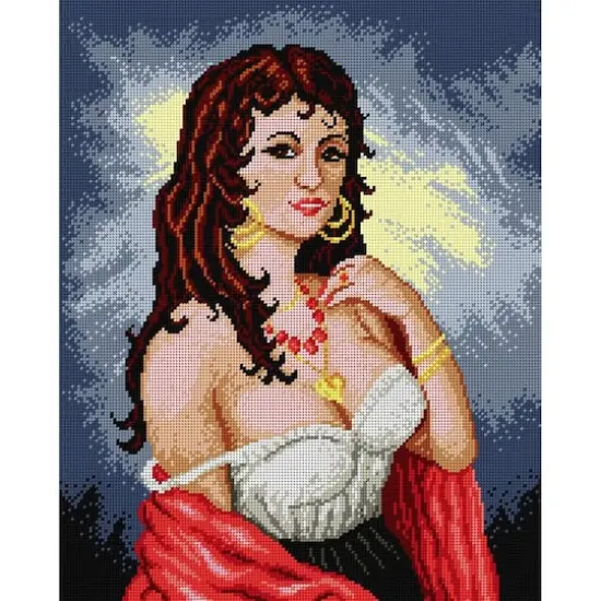 Orchidea Gobelin Gipsy Woman Halfstitch Canvas {1}