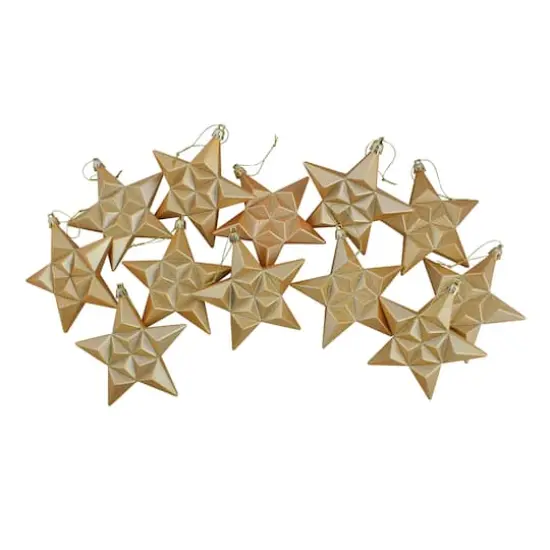 12ct. 5" Glitter & Matte Vegas Gold Shatterproof Christmas Star Ornaments {4}