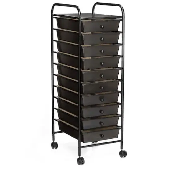 10 Drawer Rolling Cart by Simply Tidy&reg; Matte Black {1}