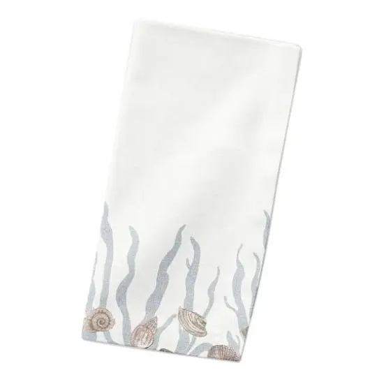 Shell & Coral Border Cotton Twill Napkin Blush/Blue/White {3}