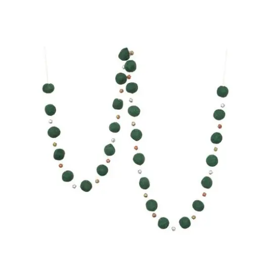 Hello Honey&reg; 6ft. Green Wool Felt Balls & Bells Garland {1}