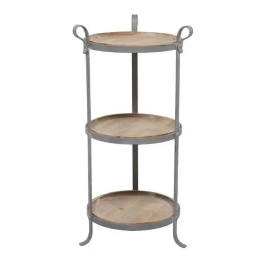 28" Gray Iron Industrial Accent Table {6}