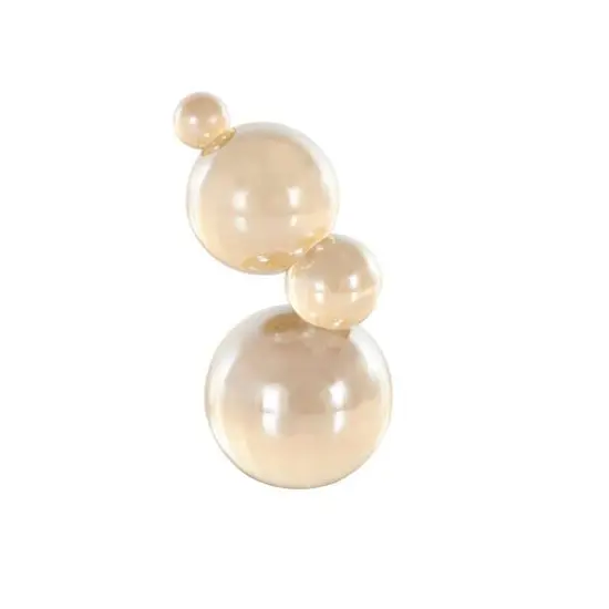 8" Stacked Orbs Decorative Glass Sculpture Beige {7}