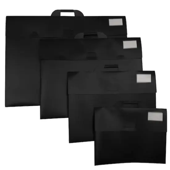 JAM Paper Black Thin Portfolio File Carry Cases with Handles Set {1}