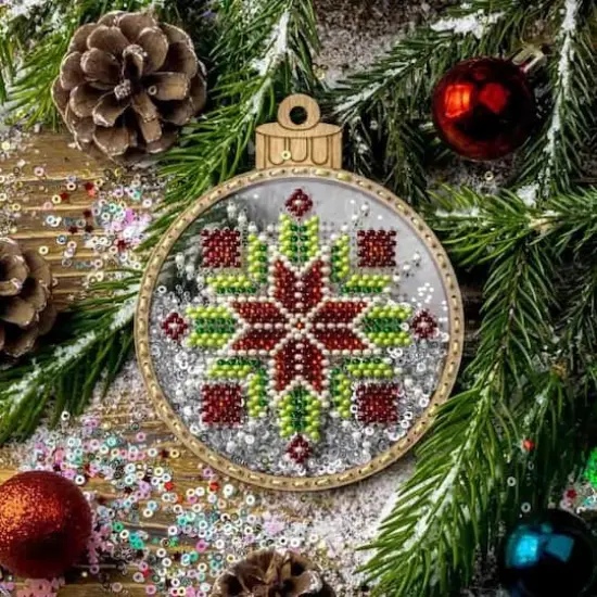 Wonderland Crafts Red & Green Star Ball Ornament Bead Embroidery Kit {3}