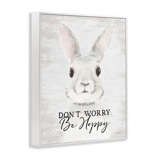 Stupell Industries Don't Worry Be Hoppy Easter Bunny Rabbit Pun Framed Giclee Art White {4}