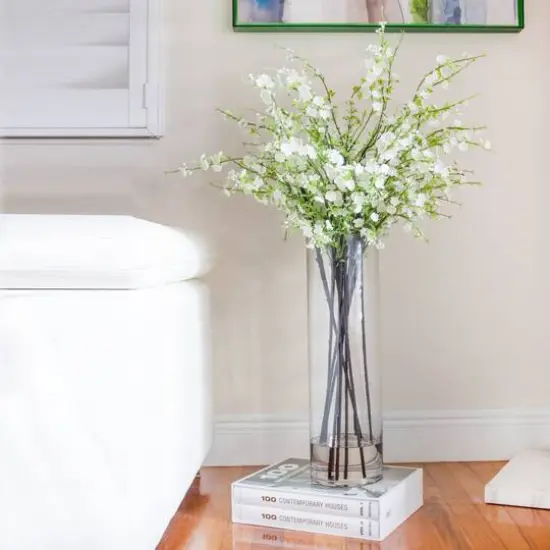 38" White Giant Cherry Blossom Arrangement in Vase {5}
