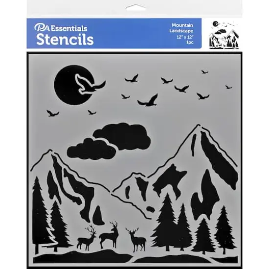 PA Essentials Mountain Landscape Stencil, 12" x 12" {1}