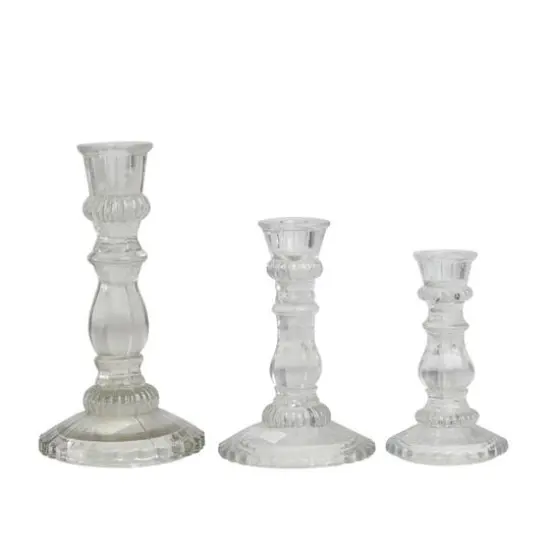 Clear Glass Candle Holder Set {6}
