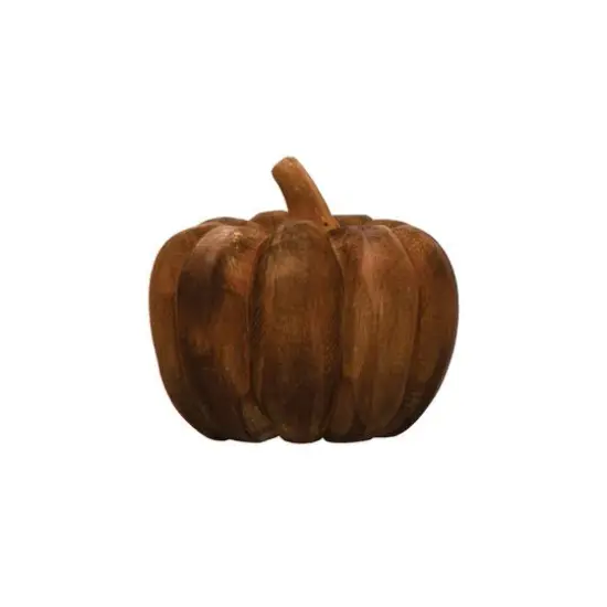 Hello Honey&reg; 5.5" Orange Hand-Carved Poplar Wood Pumpkin Figurine {1}