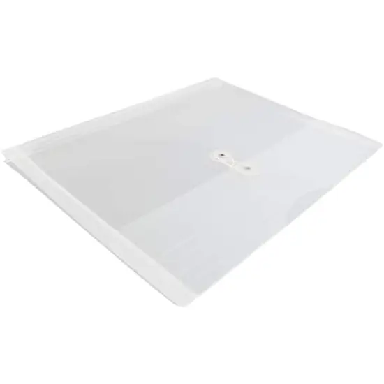 JAM Paper Letter Booklet Plastic Envelopes with Button & String Tie Closure, 12ct. Clear {6}