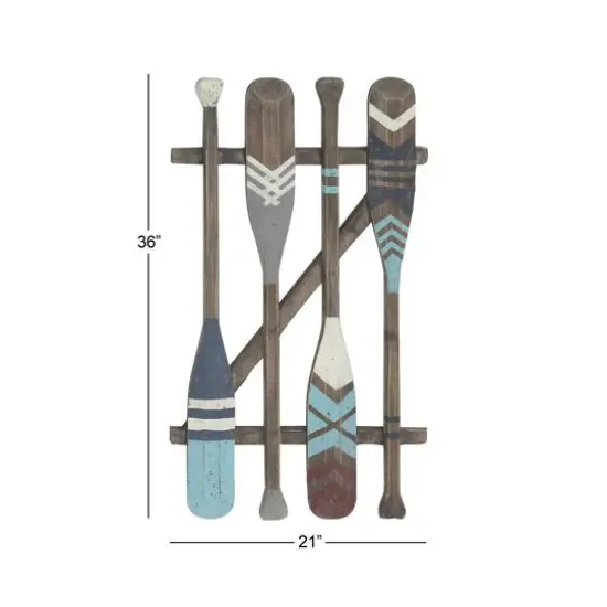 36" Brown Wood Coastal Oars Wall Decor {6}
