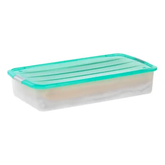 IRIS&reg; 50qt. Mint Green & Clear Underbed Storage Box with Latching Lid {1}