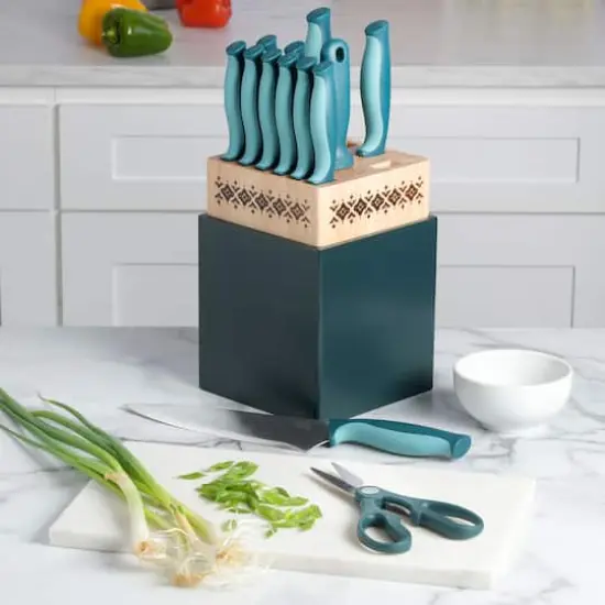 Spice by Tia Mowry Savory Saffron Teal 14 Piece Cutlery Set {3}