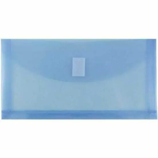 JAM Paper 5.25" x 10" Plastic #10 Hook & Loop Envelopes with 1" Expansion, 24ct. Blue {1}
