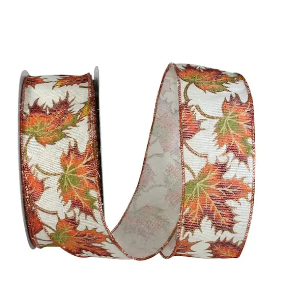 Reliant 2.5" x 20yd. Glitter Leaf Wired Ribbon {1}