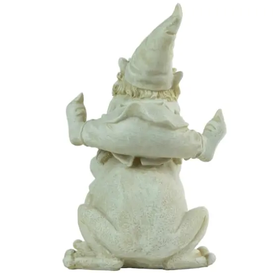 9.5" Gnome Leaping Over a Frog Outdoor Garden Statue {6}