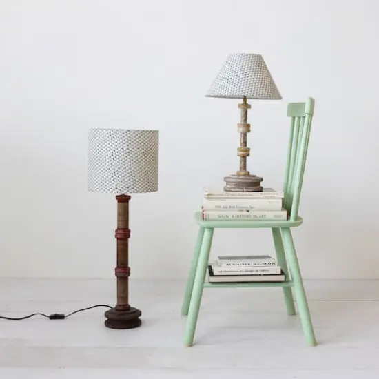 Hello Honey&reg; 28" Multicolor Reclaimed Wood Spool Table Lamp with Cotton Shade, 2ct. {3}