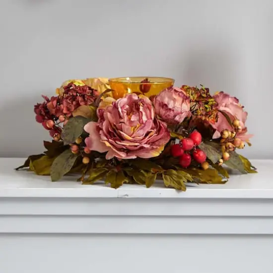 6.5" Peony & Hydrangea Candelabrum {4}