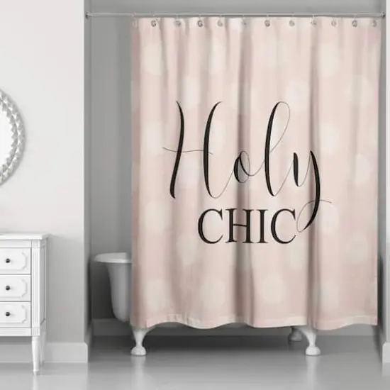 Holy Chic Polka Dots Shower Curtain Cream/Pink {3}