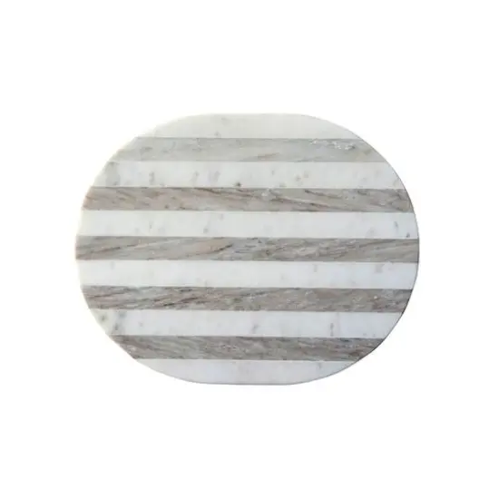 Hello Honey&reg; 15'' Gray & White Striped Oval Marble Cheese & Cutting Board {1}