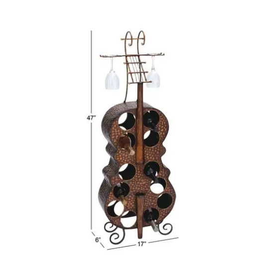 47" Brass Metal Traditional Wine Holder Rack {8}