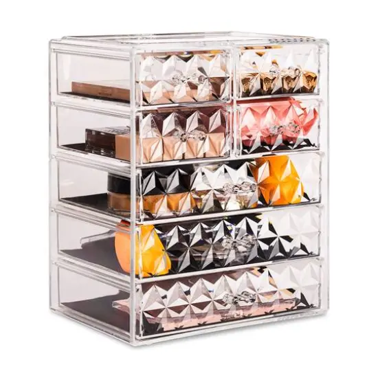 Sorbus Brown Makeup & Jewelry Storage Case with 3 Large & 4 Small Drawers {1}