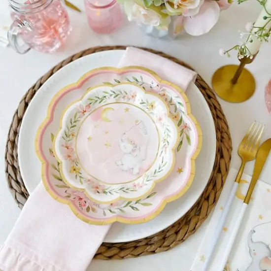 Kate Aspen&reg; 7" Pink Elephant Baby Shower Premium Paper Plates, 16ct. {1}