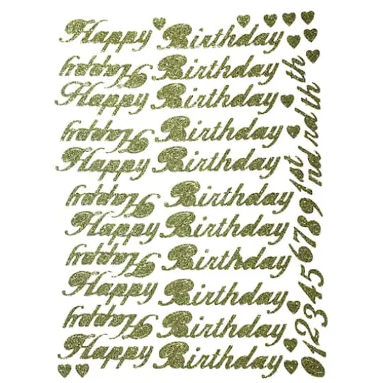 JAM Paper Gold Happy Birthday Script Stickers Floral Adhesive {1}