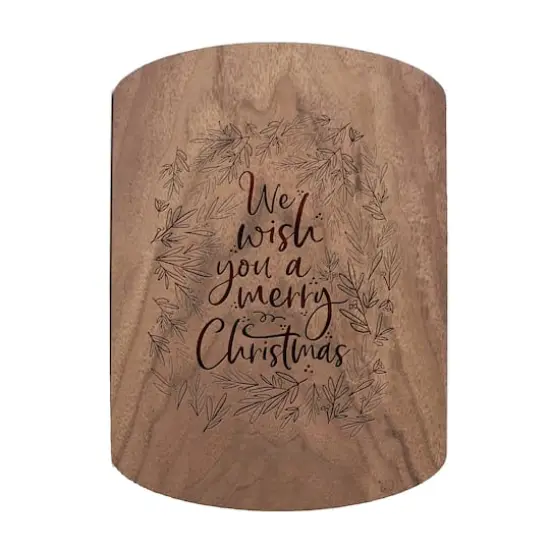 We Wish You a Merry Christmas 11" x 8" Walnut Oval Cutting Board {1}