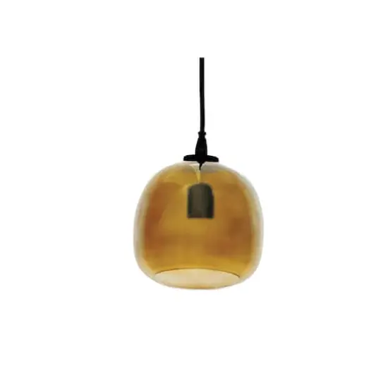 Hello Honey® 8.25" Amber Round Glass & Metal Pendant Lamp with Hardwire {4}