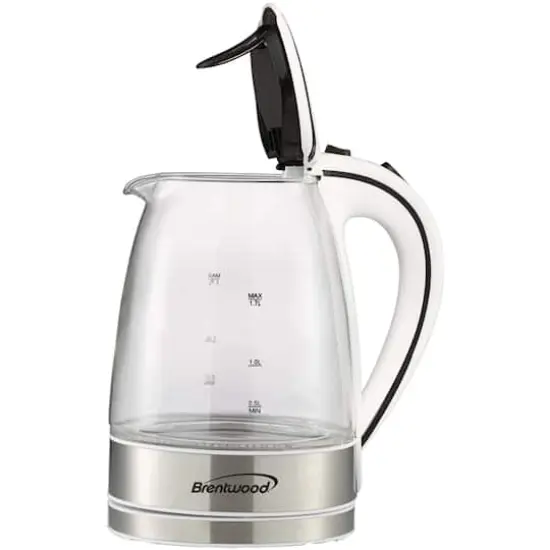 Brentwood 1.7L White Cordless Tempered Glass Electric Kettle {3}