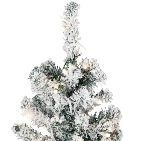 6.5ft. Pre-Lit Medium Flocked Pine Artificial Christmas Tree, Warm White LED Lights {6}