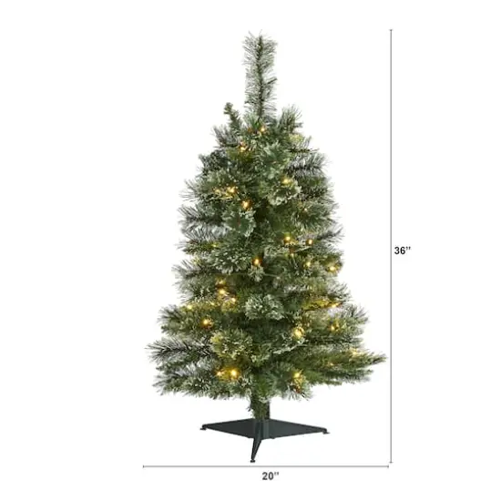 3ft. Pre-Lit Wisconsin Slim Snow Tip Pine Artificial Christmas Tree with Clear LED Lights {3}