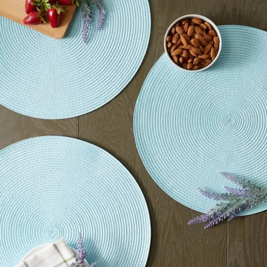 DII® Round Plastic Woven Placemats, 6ct. Robbins Egg Blue {7}
