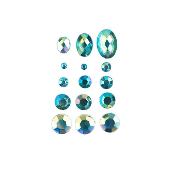 John Bead Round & Oval Acrylic Flatback Rhinestones in Box Aqua AB {3}