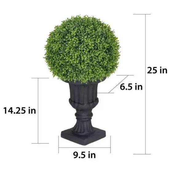 2ft. Single Ball Topiary Boxwood Artificial Tree in Decorative Urn {7}