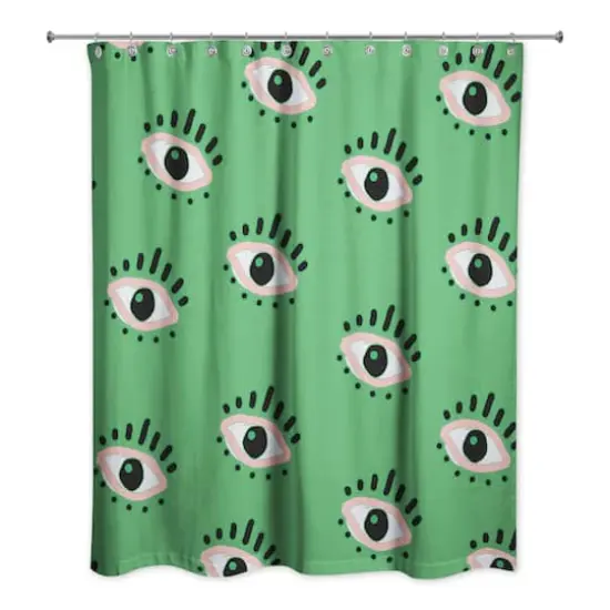 Eyeball Pattern Shower Curtain Green {1}