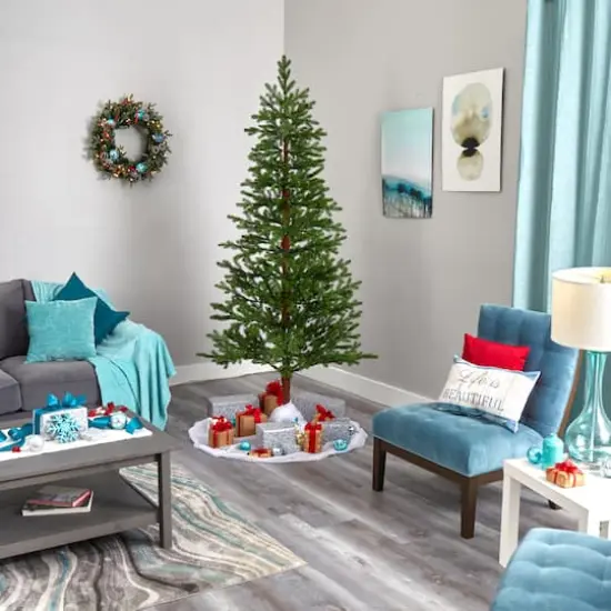 7.5ft. Pre-Lit Fairbanks Fir Artificial Christmas Tree, Clear LED Lights {9}