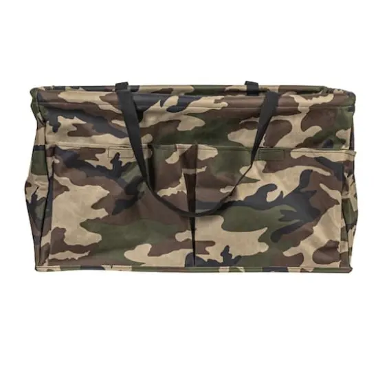 Household Essentials Large-Capacity Krush Utility Tote with 4 Exterior Pockets Brown/Green/Black Camo {8}