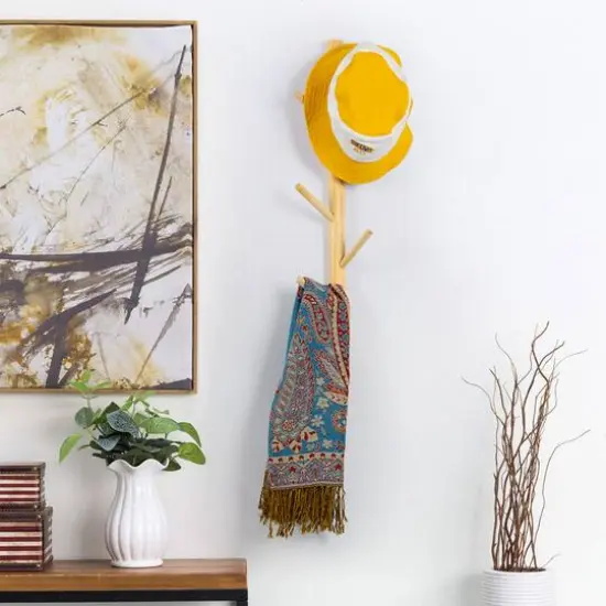 NEX&trade; 6-Hook Wall Mounted Tree Branch Coat Rack Light Brown {7}