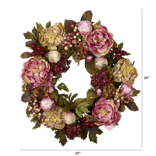 24" Peony & Hydrangea Wreath {7}
